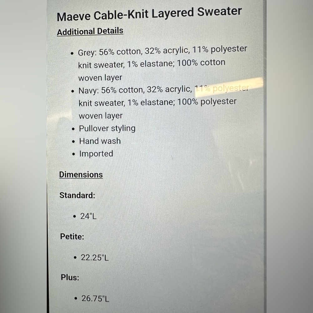 Anthropologie Maeve Women's Cable-Knit Layered Sweater - Picture 11 of 11